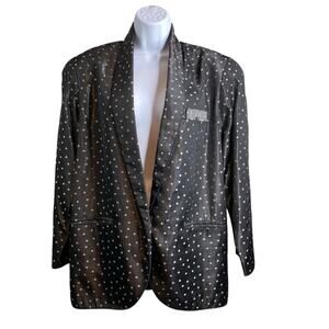 Vintage Danny Noble Gray Polka Dot Blazer Size M Retro 90’s‎ Y2K Vibes Career